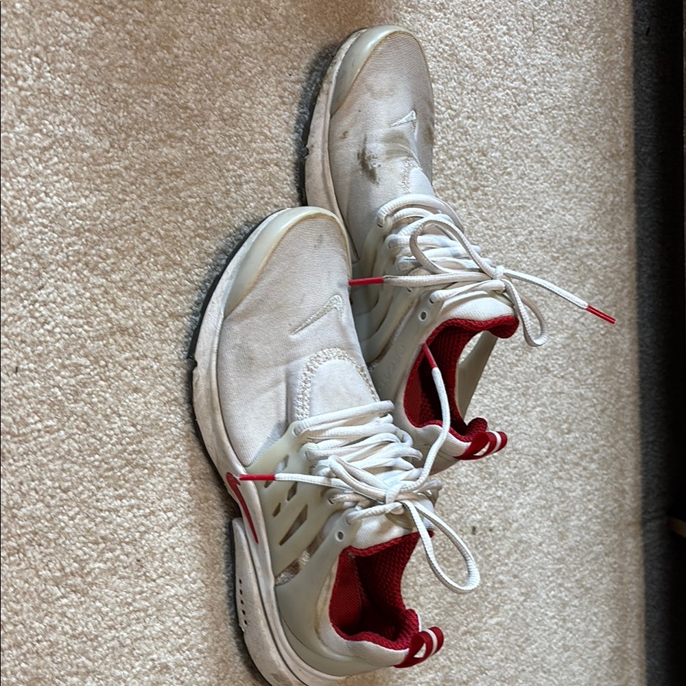White and Red Athletic Sneakers
